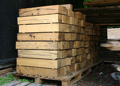 Timber beams re-sawn of antique and reclaimed oak